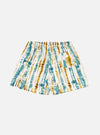 The Ecru Paint Print Boxer Short, featuring a blue and brown tie-dye pattern on a white background. The shorts are displayed on a white surface.