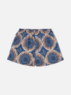 The Navy Hokkoh Print Boxer Short on a white background. The shorts are navy with a brown and white circular pattern.