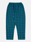 The Blue Brushed Check Pyjama Pant on a white background. The pants have a blue and dark green brushed check pattern and an elastic waistband.
