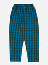 The Blue Brushed Check Pyjama Pant on a white background. The pants have a blue and dark green brushed check pattern and an elastic waistband.