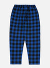 The Blue Brushed Bold Gingham Pyjama Pant on a white background. The pants are blue and black, with an elastic waist and a relaxed fit.