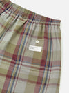 Close-up of the Multi Kip Check 3 Pack Boxer Short, showcasing the plaid pattern in beige, red, and blue. Features an elastic waistband and pocket detail on a white background.