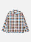 The Blue/Brown Check 3 Long Pyjama Set shirt laid flat on a white background. The shirt features a blue, brown, and white check pattern with long sleeves and a button-up front.