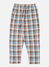 Close-up of the Blue/Brown Check 3 Long Pyjama Set pants, showcasing the blue, brown, and white plaid pattern on a white background.