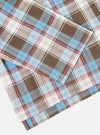 Close-up of the Blue/Brown Check 3 Long Pyjama Set fabric. The pattern features blue, brown, pink, and white checks on a soft material. Shot on a white background.