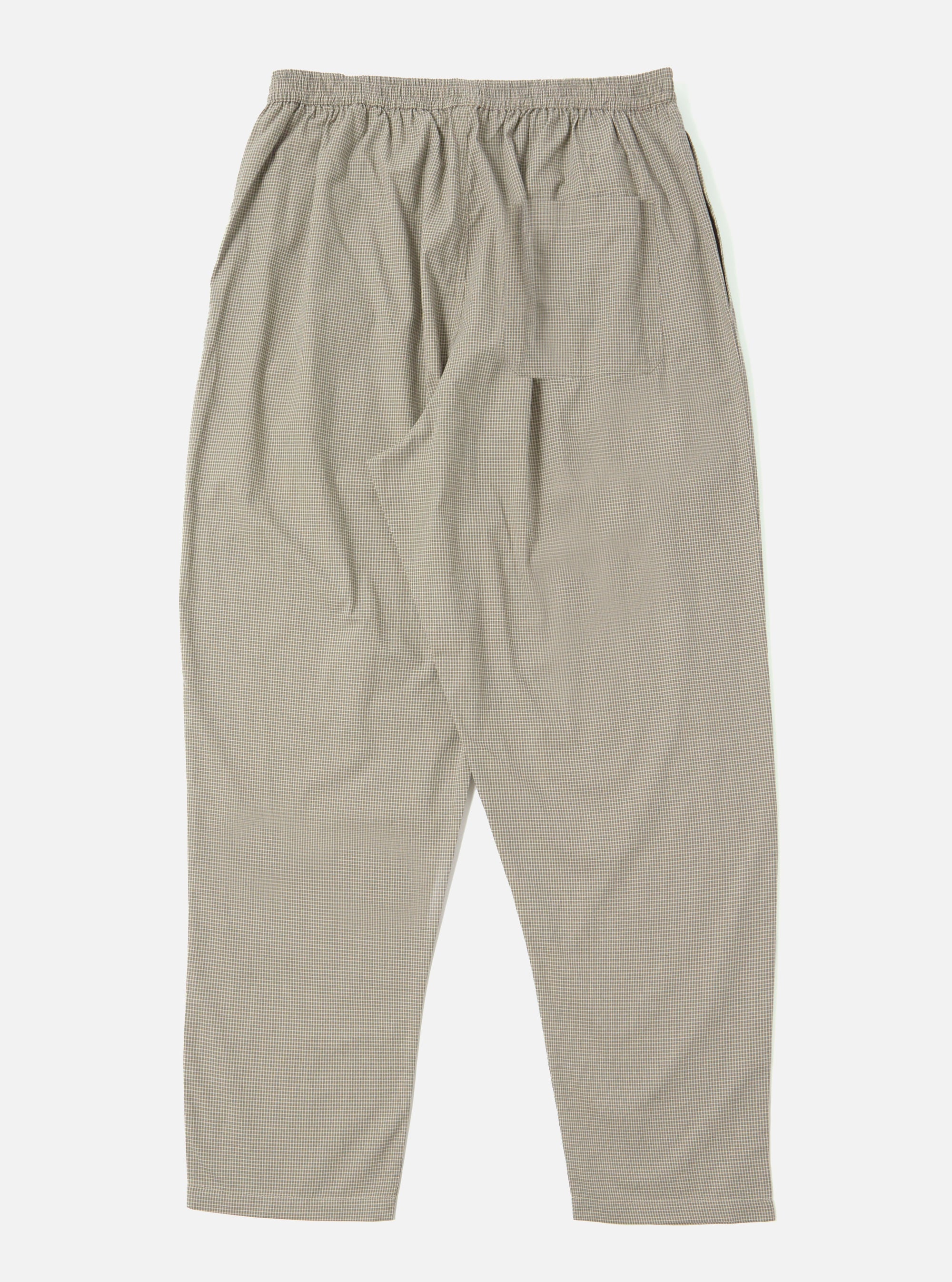 Close-up of the Green Tiny Check Long Pyjama Set pants on a white background. The pants have an elastic waistband and a relaxed fit.
