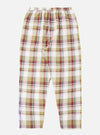 Close-up of the Red/Brown Kip Check Long Pyjama Set pants on a white background. The fabric is a soft, brushed cotton with a relaxed fit.
