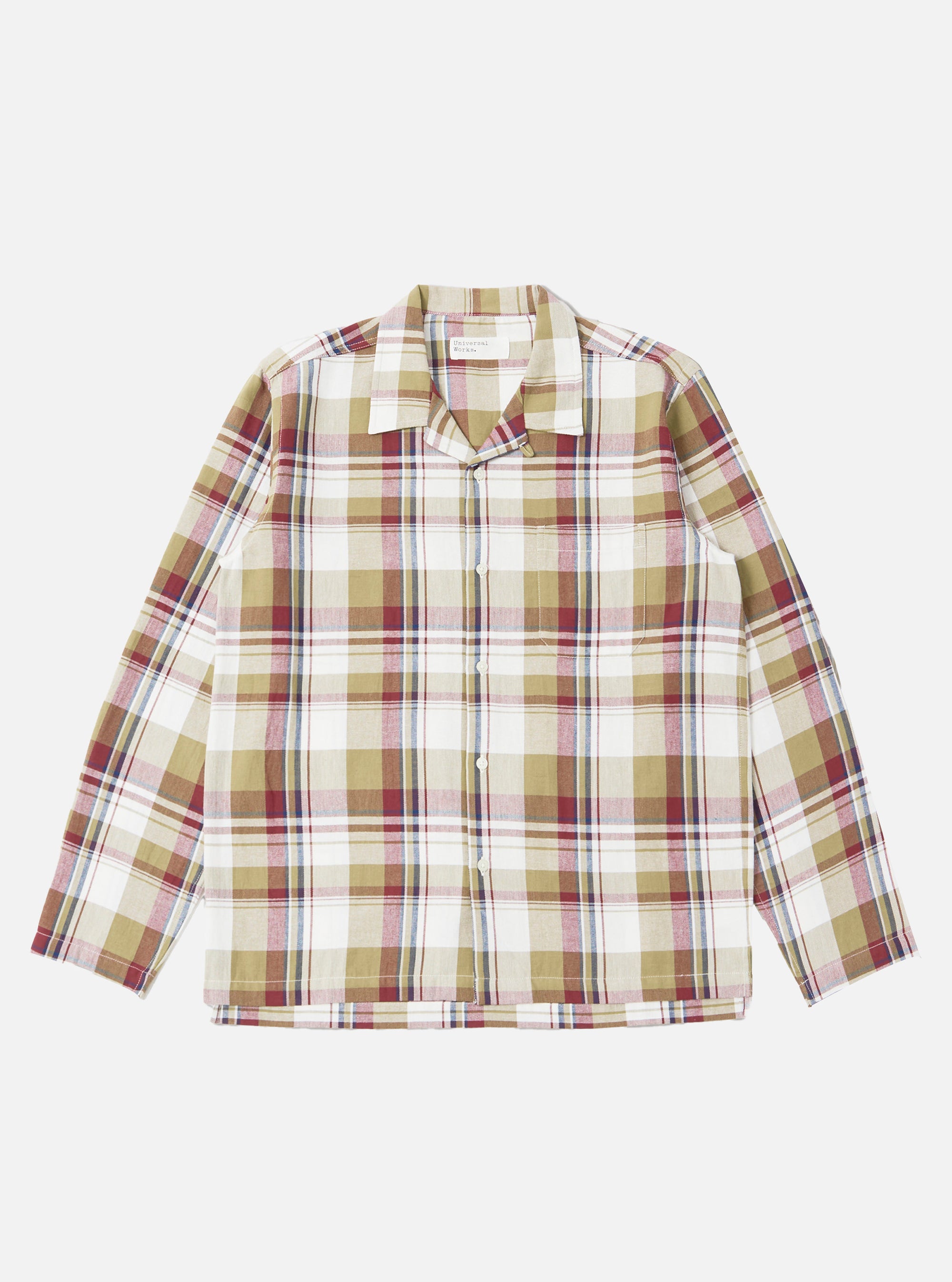 The Red/Brown Kip Check Long Pyjama Set is laid flat on a white background. The set features a red, brown, and blue check pattern.