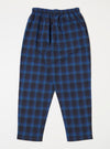 Close-up of the Navy/Blue Check Long Pyjama Set on a white background. The pyjama bottoms feature a blue and navy check pattern and an elasticated waist.