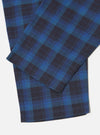 Close-up of the Navy/Blue Check Long Pyjama Set. The fabric shows a blue and navy check pattern on a white background.