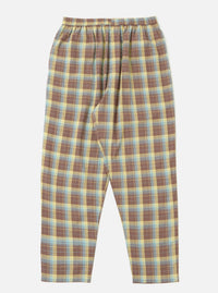 The Yellow/Brown Check Pyjama Pant is displayed on a white background. The pants have a relaxed fit and an elastic waistband, featuring a yellow, brown, and blue plaid pattern.
