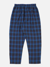 Close-up of the Navy/Blue Check Pyjama Pant on a white background. The relaxed-fit pants feature a blue and navy check pattern and an elastic waistband.