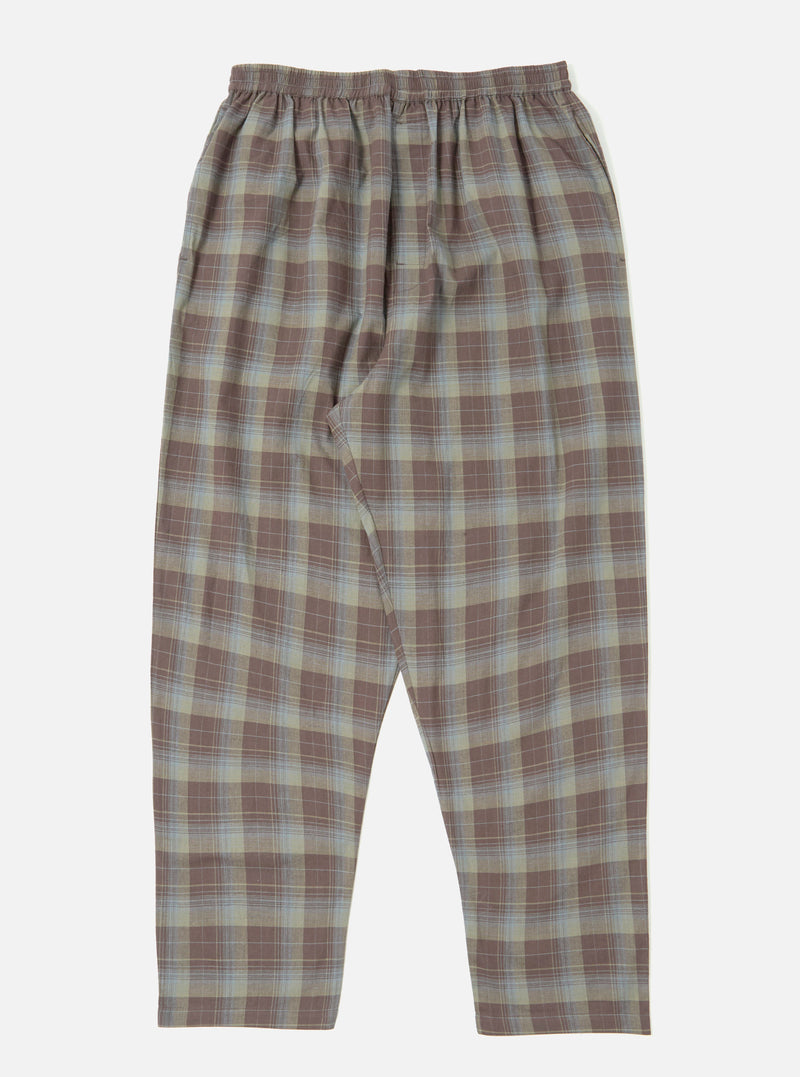 The Green/Brown Check Pyjama Pant on a white background. The pants have a relaxed fit and an elastic waistband. The check pattern features green, brown, and blue hues.