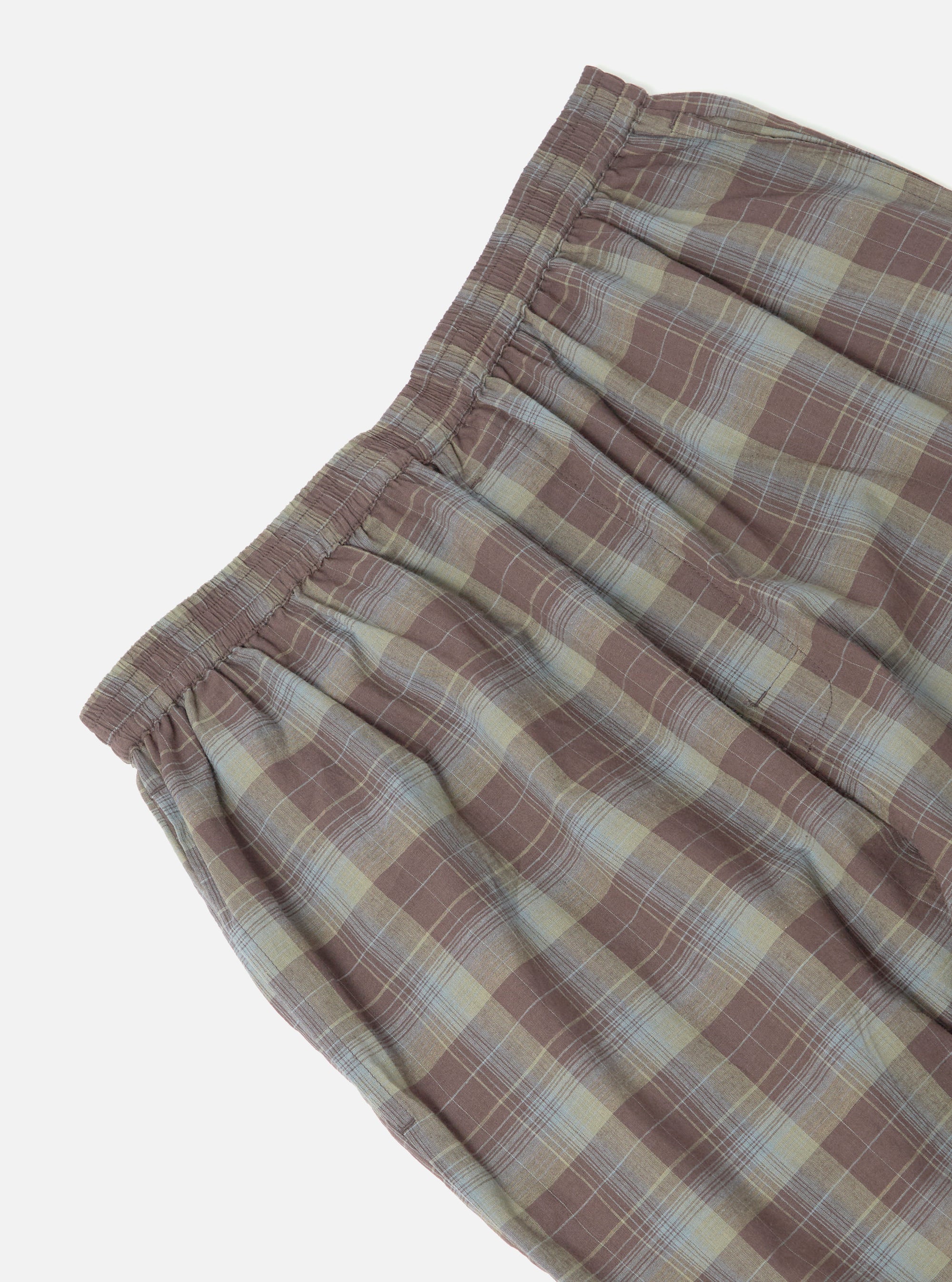 Close-up of the Green/Brown Check Pyjama Pant on a white background. The fabric is a soft, brushed cotton with an elastic waistband.