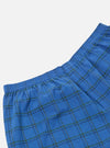 Close-up of the Navy PJ Plaid Boxer Short, showcasing the blue plaid pattern and elastic waistband on a white background.