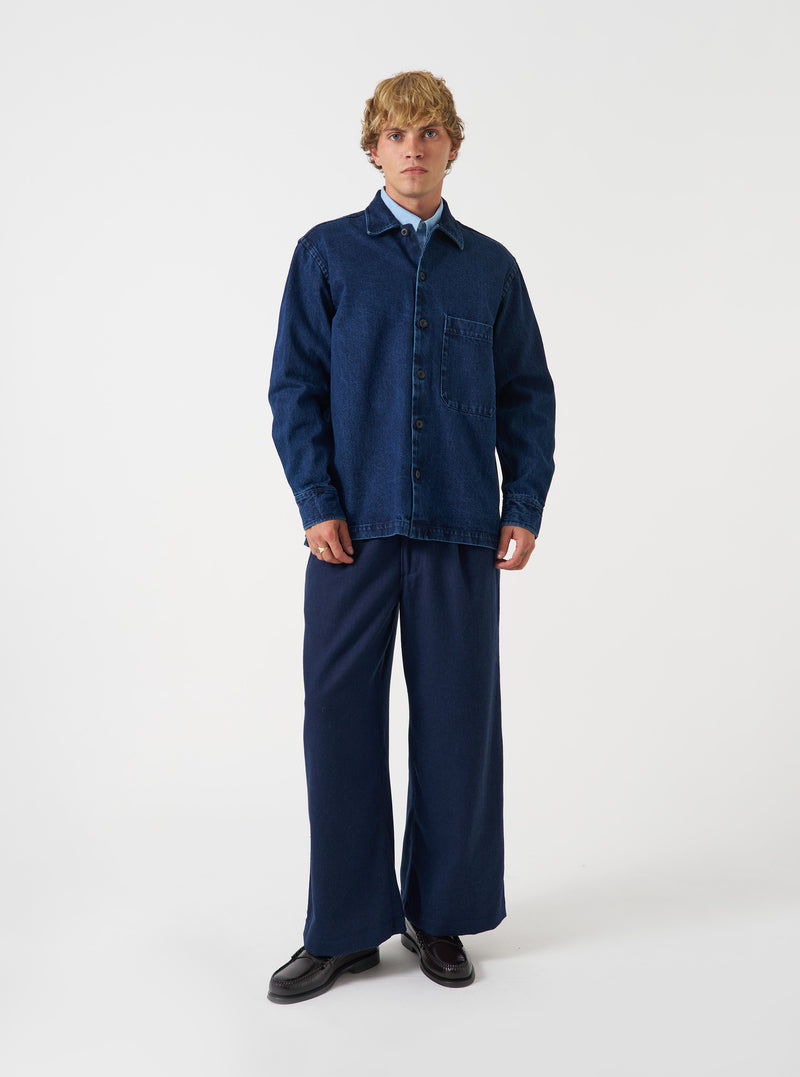 Indigo Work Denim Fatigue Shirt