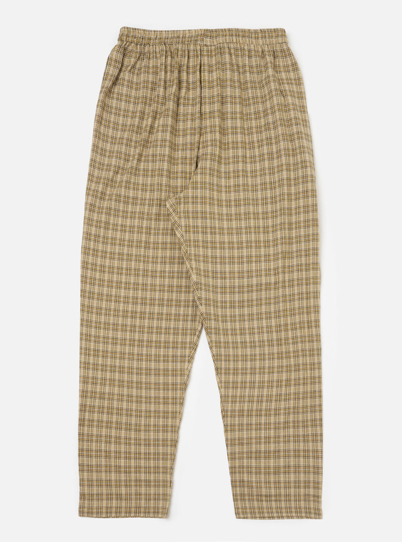 The Sand Picnic Plaid Pyjama Pant, displayed on a white background. The pants are a loose fit, with a beige, brown, and white plaid pattern and an elastic waistband.
