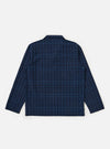 The back of an Indigo Plaid Long Pyjama Set is displayed on a white background. The set features a blue and black plaid pattern.
