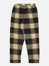 Close-up of the Black/Sand Brushed Big Check Long Pyjama Set pants on a white background. The brushed fabric features a large black, sand, and yellow check pattern.
