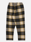 Close-up of the Black/Sand Brushed Big Check Long Pyjama Set pants on a white background. The brushed fabric features a large black, sand, and yellow check pattern.
