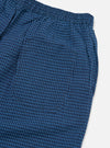 Close-up of the Blue Gingham Seersucker Pyjama Short on a white background. Shows the elasticated waist and back pocket detail.