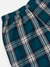 Close-up of the Forest Brushed Plaid Pyjama Short. The shorts have a green, white, and navy plaid pattern and an elastic waistband. Shot on a white background.