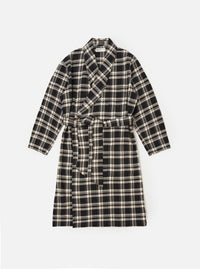 Black Twill Check Short Dressing Gown