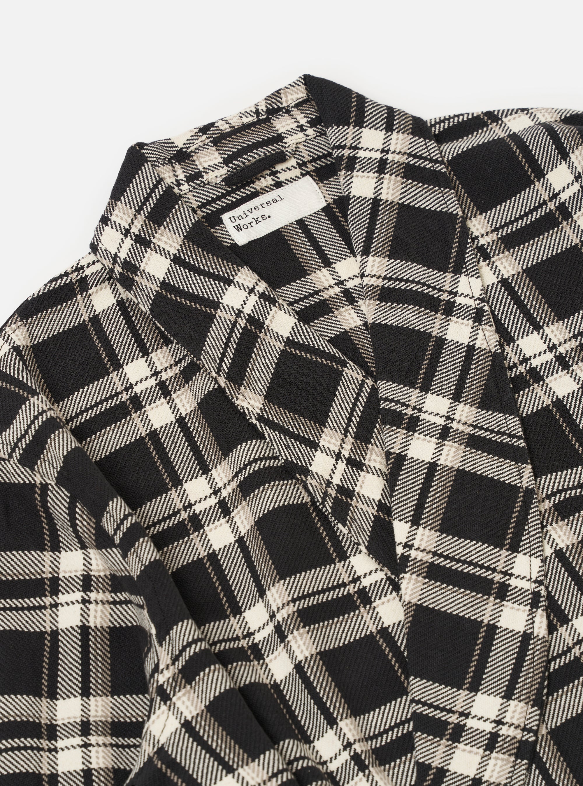 Black Twill Check Short Dressing Gown