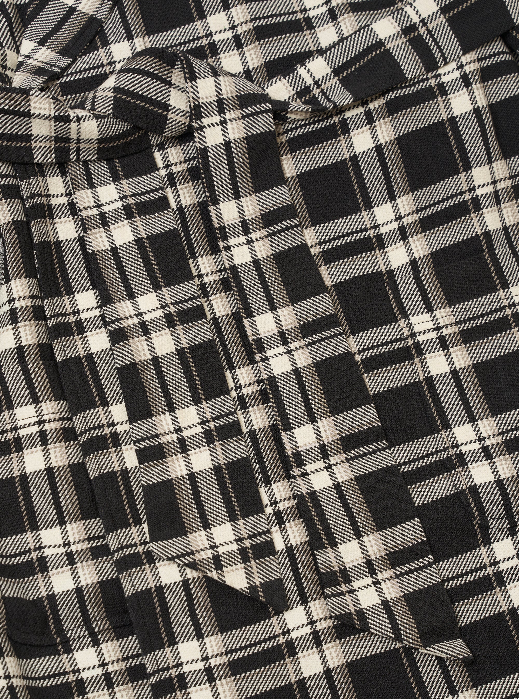 Black Twill Check Short Dressing Gown