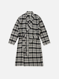 Grey Black Twill Check Short Dressing Gown