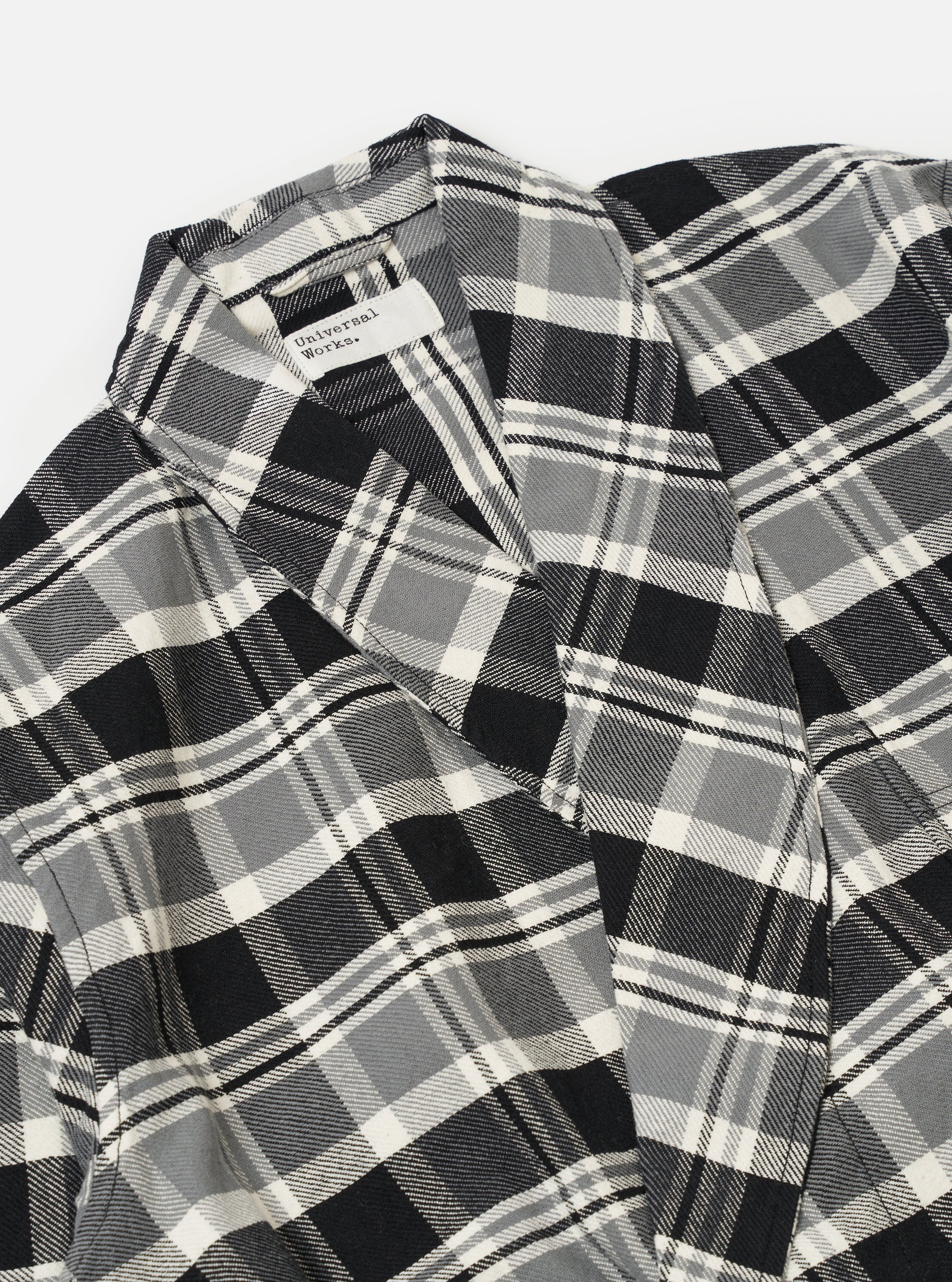 Grey Black Twill Check Short Dressing Gown