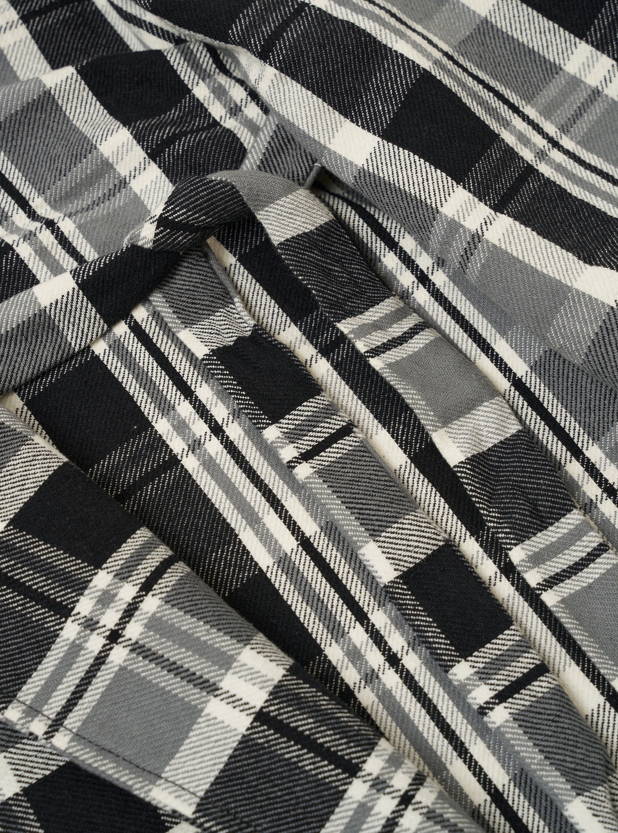Grey Black Twill Check Short Dressing Gown