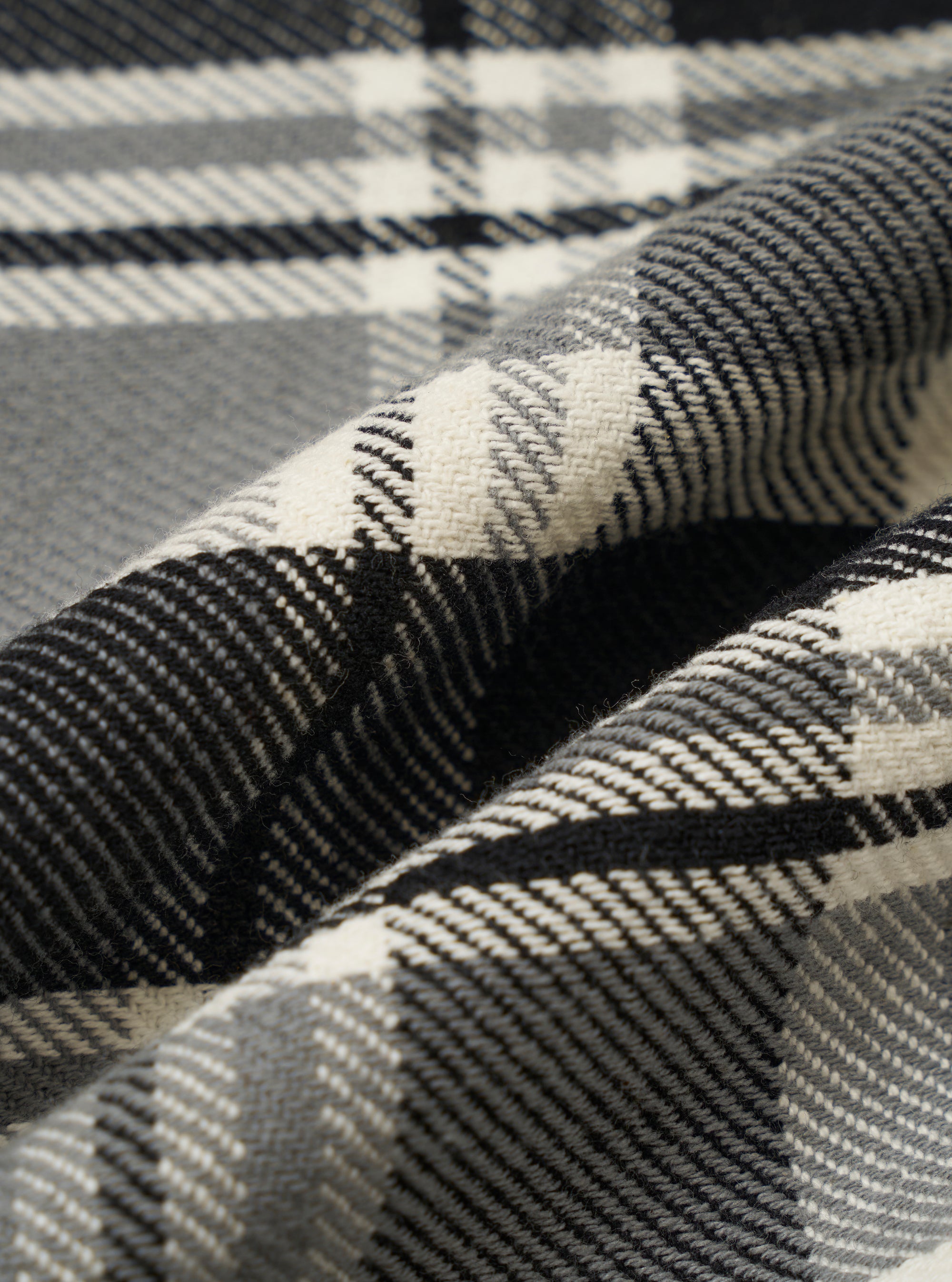 Grey Black Twill Check Short Dressing Gown
