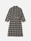 The back of a Black Twill Check Long Dressing Gown on a white background. The gown has a tie around the waist.