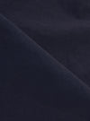 A close-up fabric swatch of the Navy Seo Recycled Nylon Boston Parka highlights the deep navy blue color and the lightweight, tightly woven texture of the recycled nylon material.
