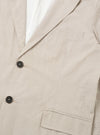 The Brown Kennedy Stripe Boston Blazer is shown from the back as a flat lay against a plain white background. The image highlights the clean lines of the rear panel, the vertical brown and cream stripes, and the simple construction of the shoulders and hem.