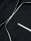 The Navy Cotton Recycled Nylon Mix Daley Jacket is shown from the back as a flat lay against a white background. The image highlights the oversized, blouson fit, the large sleeves, and a prominent horizontal panel detail across the upper back.