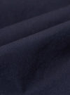 A close-up swatch image of the Navy Peached Poplin Osaka Work Jacket fabric displays a deep navy blue color with a smooth, matte finish. The fine weave of the peached cotton poplin material is clearly visible, filling the frame to highlight its soft texture.