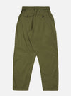 The Olive Recycled Polytech Pleated Track Pant is shown from the back as a flat lay against a plain white background. The image highlights the elasticated waistband and the smooth, technical texture of the olive green fabric.