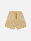 The Sand Recycled Polytech Parachute Short is presented as a flat lay against a plain white background. The shorts feature an elasticated waistband with an adjustable drawstring, front patch pockets, and a utility pocket on the side.