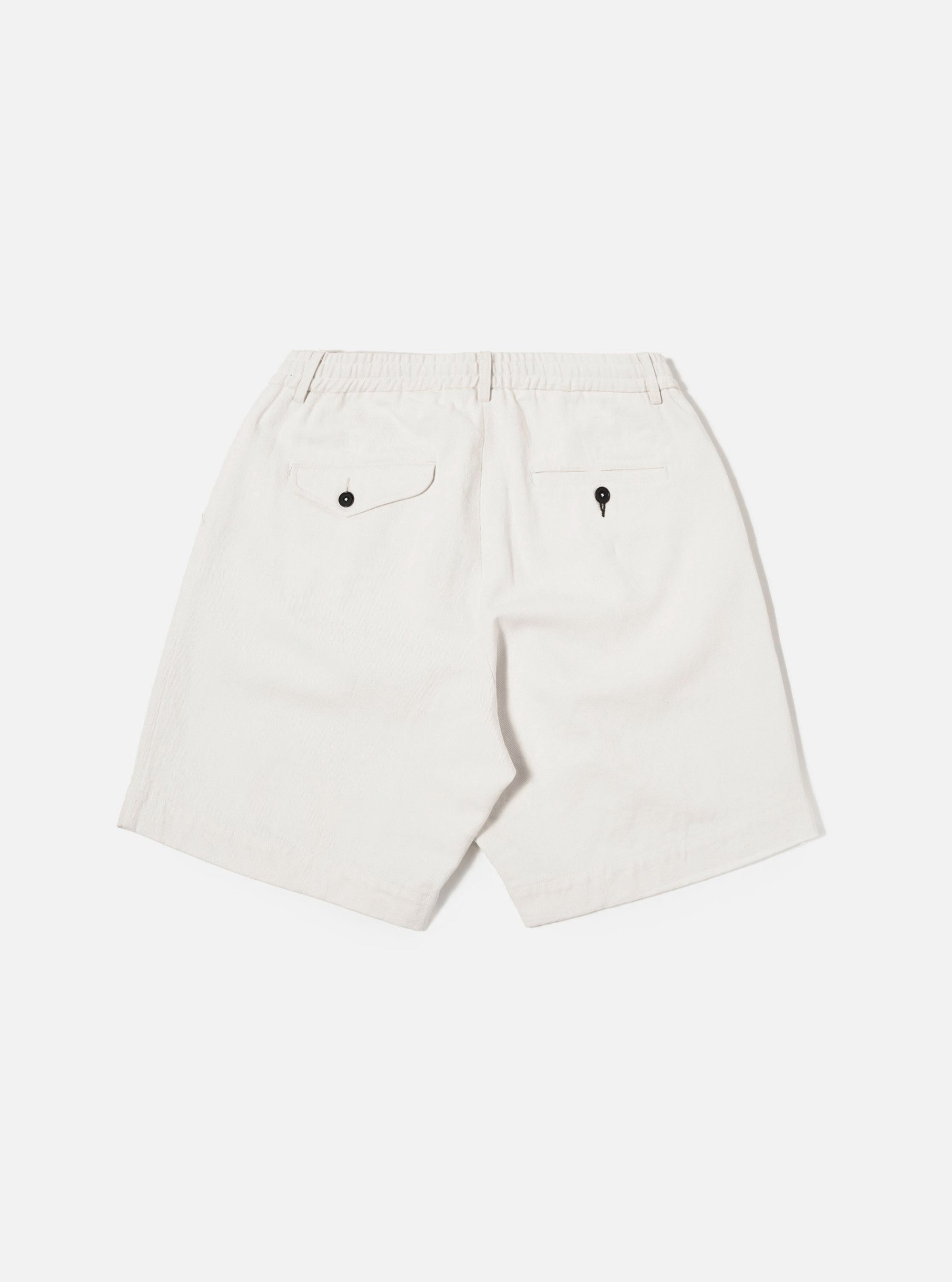 Ecru Slub Drill Pleated Track Short