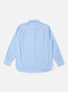 The Sky Fil A Fil Square Pocket Shirt is shown from the back as a flat lay against a white background. The shirt features a back yoke and a slightly curved hem. The fabric has a fine, end-on-end weave in a light sky blue color.