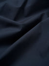 The Navy Recycled Polytech Z Tech Overshirt is shown in a detail view as a flat lay against a plain white background. The image focuses on the technical texture of the dark navy recycled fabric, highlighting the zip-front closure and the clean stitching of a chest patch pocket.
