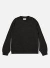 The Black Brush Back Sweat Billy Sweat is shown as a flat lay against a plain white background. The sweatshirt features a classic crew neckline, long sleeves with ribbed cuffs, and a ribbed hem. The garment is made from a solid black cotton fabric with a soft, brushed texture.