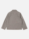The Grey Brown Wales Glen Check Franck Jacket is shown from the back as a flat lay against a plain white background. The image highlights the jacket's structured rear panel, a straight hem, and the detailed glen check pattern in grey and brown tones.