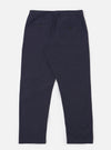 The Navy Peached Poplin Military Chino is shown from the back as a flat lay against a plain white background. The image highlights the two rear jetted buttoned pockets and the waistband with belt loops. The navy blue cotton fabric has a smooth, matte finish.