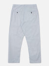 The Navy Kennedy Stripe Military Chino is shown from a rear angle as a flat lay against a plain white background. The image highlights the two rear patch pockets, the straight-leg fit, and the fine vertical pinstripe pattern of the fabric.