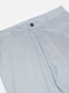 The Navy Kennedy Stripe Military Chino is shown from a rear angle as a flat lay against a plain white background. The image highlights the two rear button-down flap pockets and the straight-leg fit of the trousers. The navy blue fabric features a subtle vertical Kennedy stripe pattern throughout.