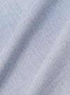A close-up fabric swatch of the Navy Kennedy Stripe Military Chino displays a navy blue cotton material with distinct white vertical stripes. The image focuses on the fine texture of the weave and the pattern detail.