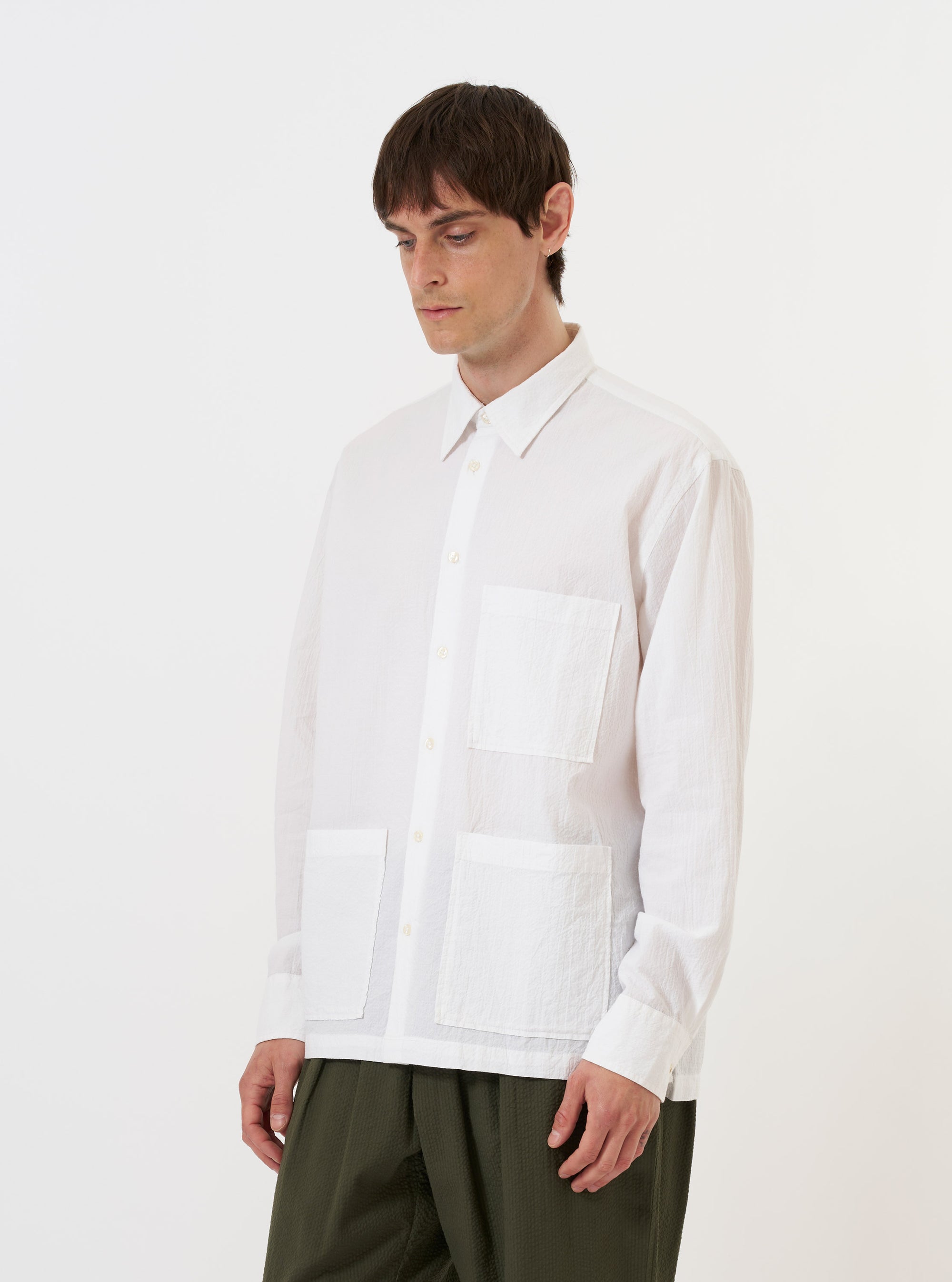 White Seersucker Double Lucky Shirt